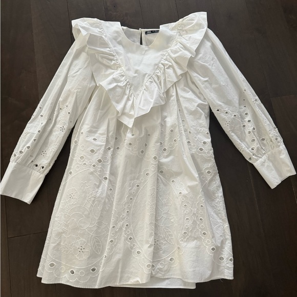 Zara White Ruffle Dress - Picture 1 of 4